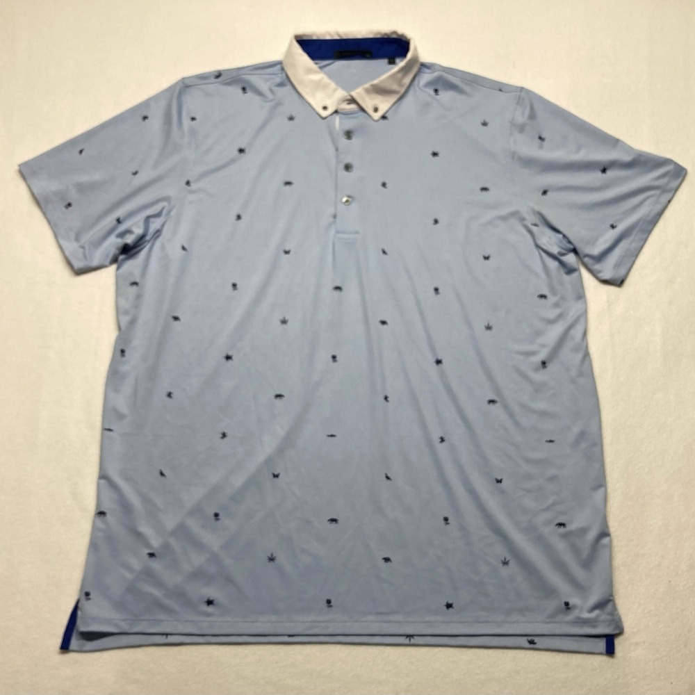 Greyson Golf Polo Mens Sz XXL Spirit Of California Print‎ Blue White